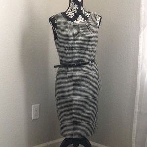 Black and white houndstooth print dress